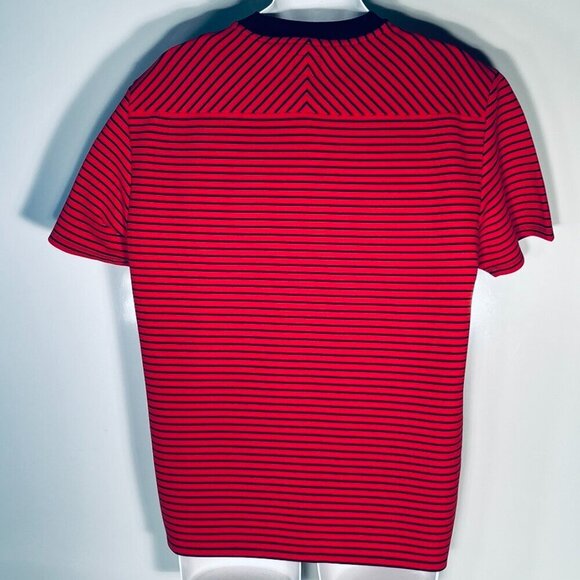 Guess SZ L Red & Dark Navy Stripe Crewneck Classic Prep Y2K Academia Retro - Picture 5 of 9